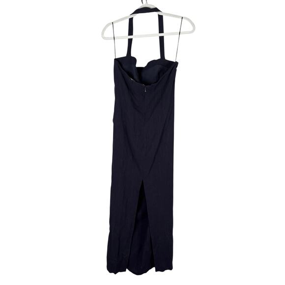 LIONESS 1999 Maxi Dress Halter Neck Ruched Formal Party Gala Evening Navy Medium - Picture 6 of 12